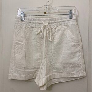 Excellent Universal Thread White Linen Blend Shorts Elastic Waist Size Small